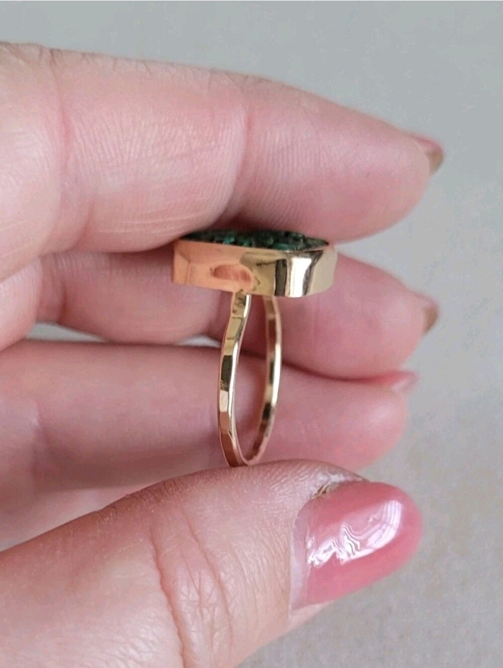 Melissa Joy Manning 14K Gold Botryoidal Malachite Ring MJM Size 6.5 / 7 - Picture 4 of 11